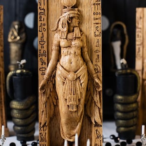 Isis, diosa egipcia, estatua de Isis, diosa egipcia, diosa pagana, Egipto, mitología, wicca, altar, brujas, Kemet, nubia, figurilla imagen 2