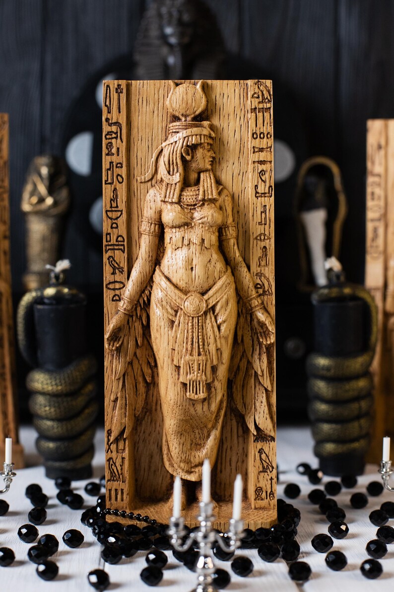 Isis, diosa egipcia, estatua de Isis, diosa egipcia, diosa pagana, Egipto, mitología, wicca, altar, brujas, Kemet, nubia, figurilla imagen 2