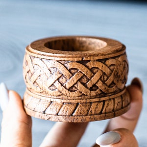 Candle holder, candlestick, Scandinavian, home altar, runic stone, runes, norse, viking, heathen, handmade