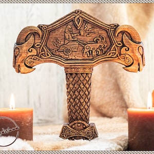 Mjolnir, Thor, hammer, scandinavian, asatru heathen, viking, pagan, altar, Thor's goats, Tanngrisnir, Tanngnjóstr