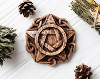 Candle holder, candlestick, Celtic, home altar, pentagram, Wicca, druid, witches, gaelic, handmade