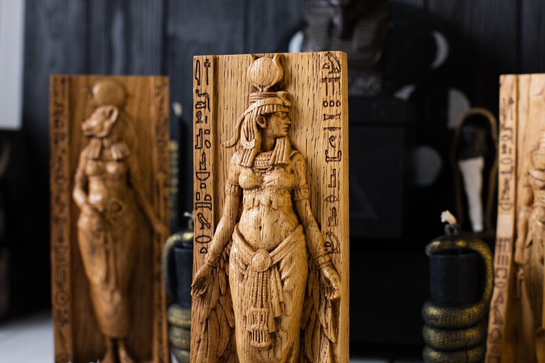 Isis, diosa egipcia, estatua de Isis, diosa egipcia, diosa pagana, Egipto, mitología, wicca, altar, brujas, Kemet, nubia, figurilla imagen 7