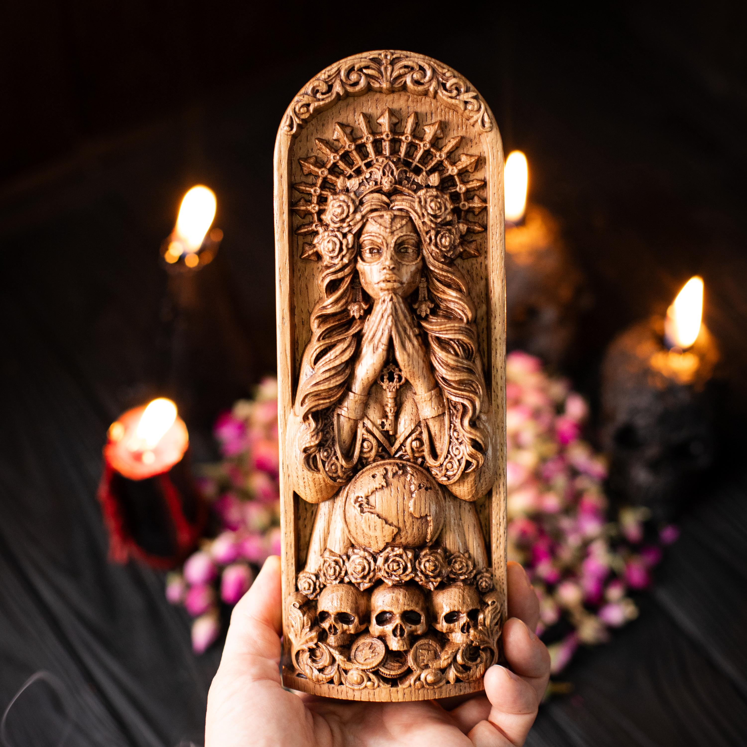 Santa Muerte goddess statuette, Holy Death, for home altar, Catholicism, Hinduism, wicca, statue, witches