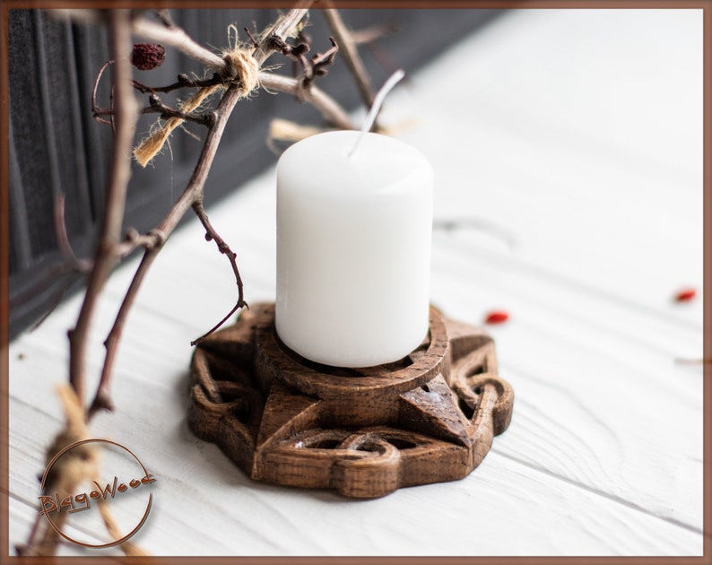 Candle Holder Candlestick Celtic Home Altar Pentagram Etsy