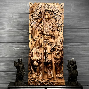 BIG ODIN with RUNES , Wotan, Allfather, viking pagan asatru heathen god and goddess norse gods altar mythology