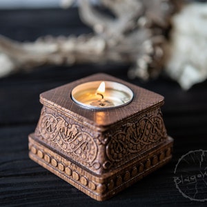 Candle holder, candlestick, Scandinavian, home altar, runic stone, runes, norse, viking, heathen, handmade