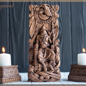 Odin, Wotan, Allfather, viking pagan asatru heathen god and goddess norse gods altar mythology wood sculpture