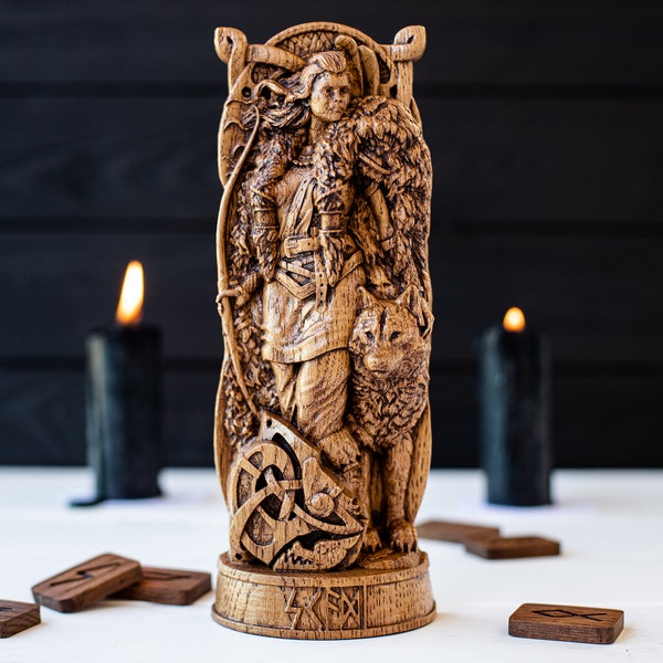 SKADI, Noors heidense godin standbeeld, voor Asatru Altaar kit en heidense ritueel