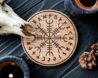 Pentacle  Helmet of Horror, Agys’hyalm, norse, pagan, wicca, celtic, witch, stand holder, home altar, nature, witches, handmade