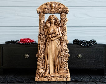 Persephone with SKULL, goddess of spring, greek statue, Kore figurine, queen of the underworld, pagan, wiccan, wicca, altar, witches