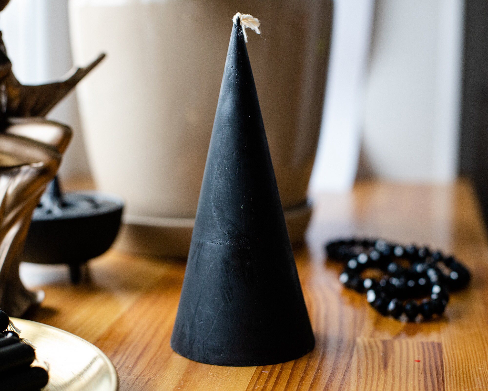 Black Cone Ritual Candle 15cm Home Altar Candlestick Etsy UK