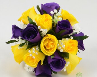 Purple Yellow Wedding Bouquet Etsy Purple Yellow Wedding Bouquet Etsy