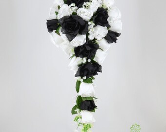 black white bouquet etsy