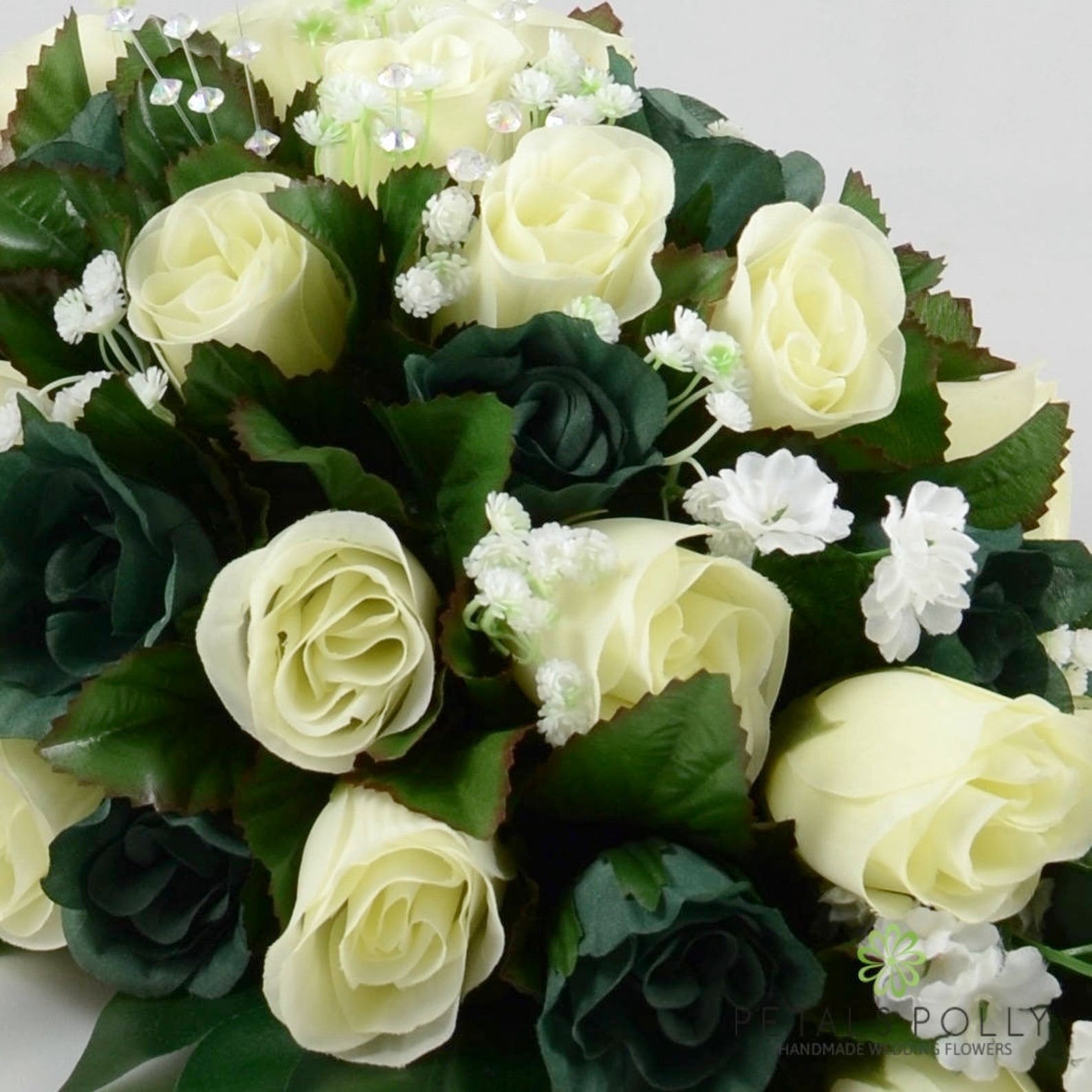 Silk Wedding Flowers Sage Green & Ivory Rose Top Table Etsy