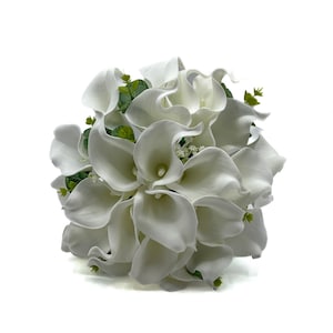 Artificial Wedding Flowers, White Calla Lily Brides Bouquet Posy
