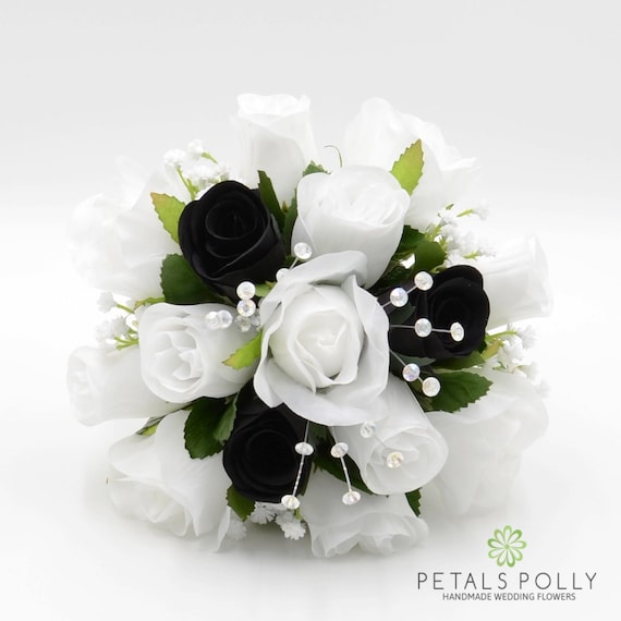 Fleurs Artificielles Mariage Noir Et Blanc Bouquet Bouquet De Demoiselles Dhonneur