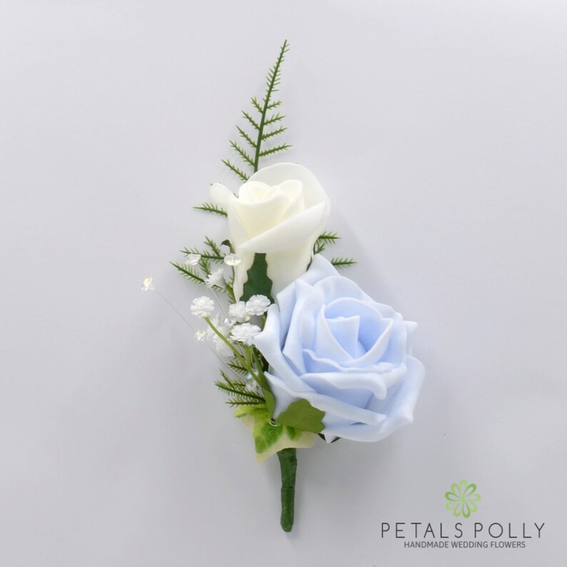 Artificial Wedding Flowers Baby Blue & Ivory Double Foam Rose Etsy UK