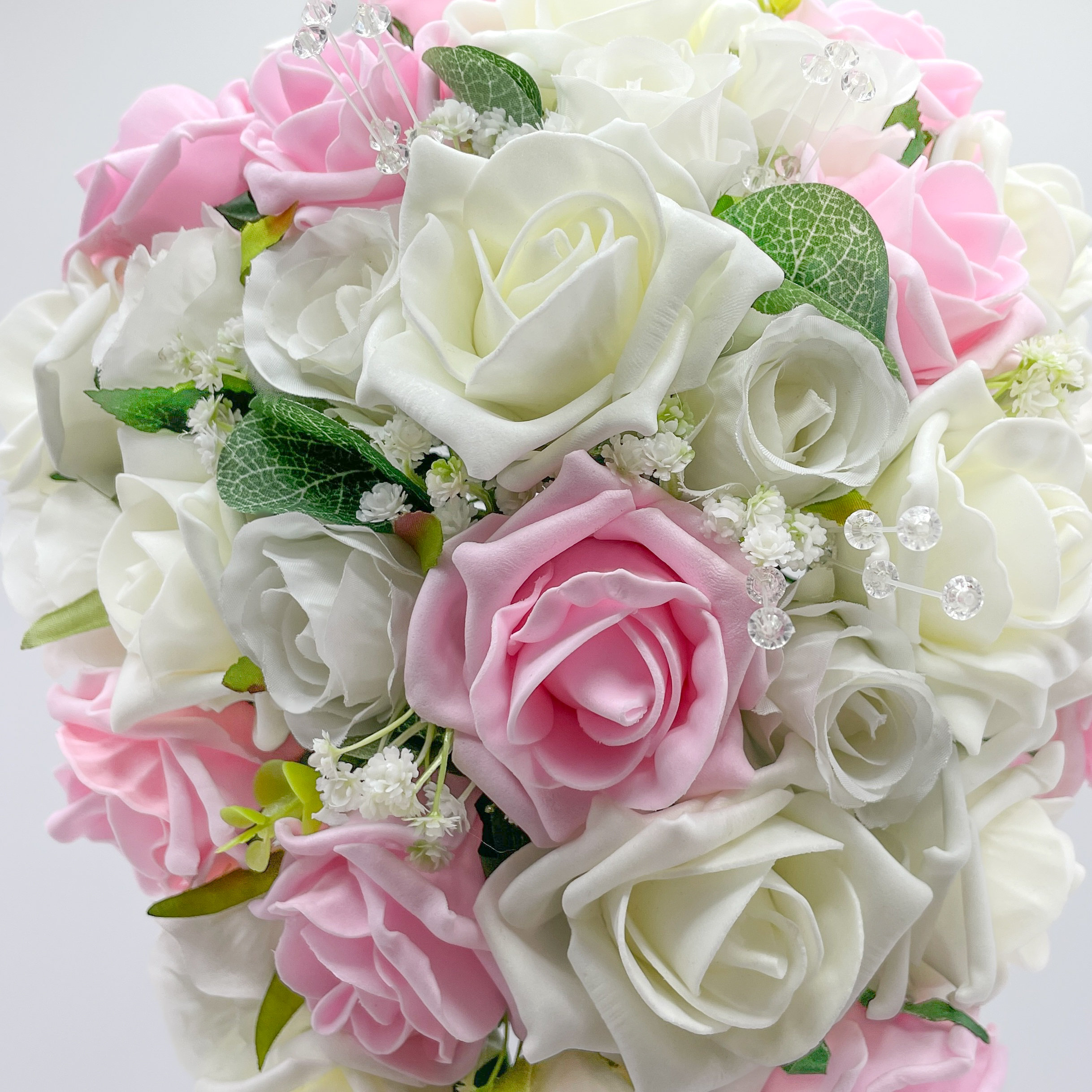 Artificial Wedding Flowers, Baby Pink & Cream Ivory Rose Brides