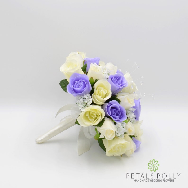 Accessories Lilac Ivory Rose Brides Bouquet Posy Artificial Wedding Flowers Bouquets Corsages