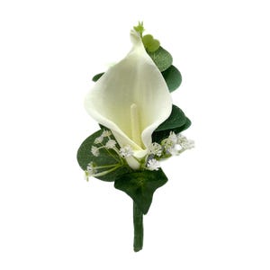 Artificial Wedding Flowers, Ivory / Cream Calla Lily Buttonhole
