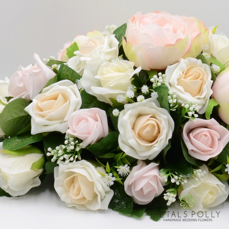 Buy Artificial Wedding Flowers, Pastel Pink Peony & Ivory Rose