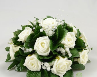 Artificial Wedding Flowers, Ivory Foam Rose Table Centre Decoration