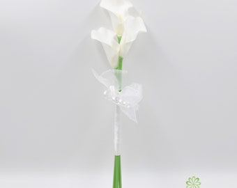 Artificial Wedding Flowers, White Calla Lily Bridesmaids Wand