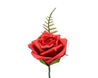 Artificial Wedding Flowers, Red Foam Rose Buttonhole