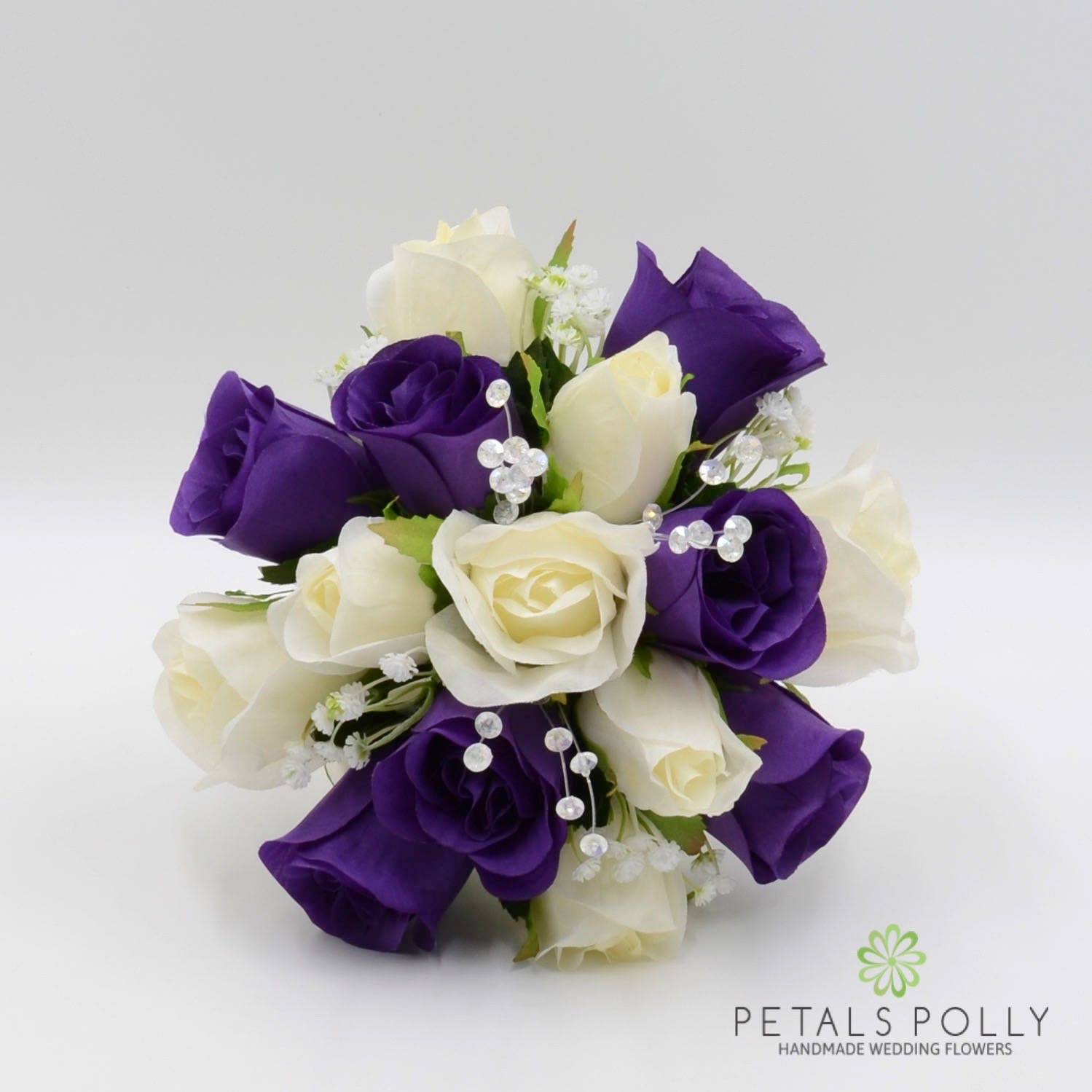 Artificial Wedding Flowers Purple & Ivory Bridesmaids Bouquet Etsy UK