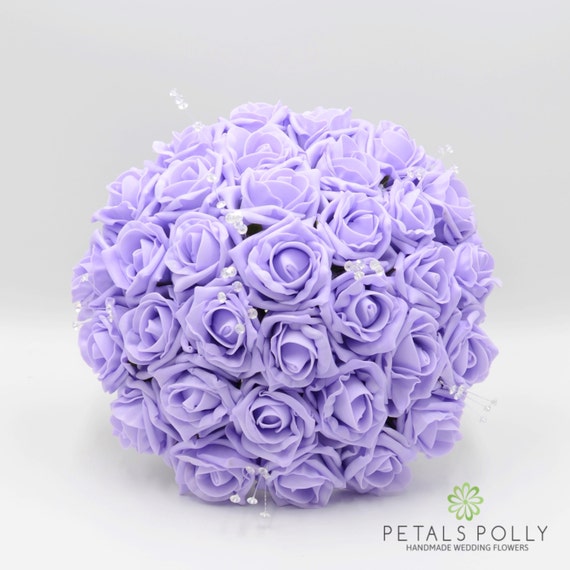 Flores De Boda Doble Lila /& Purple novio boda ojal con perlas