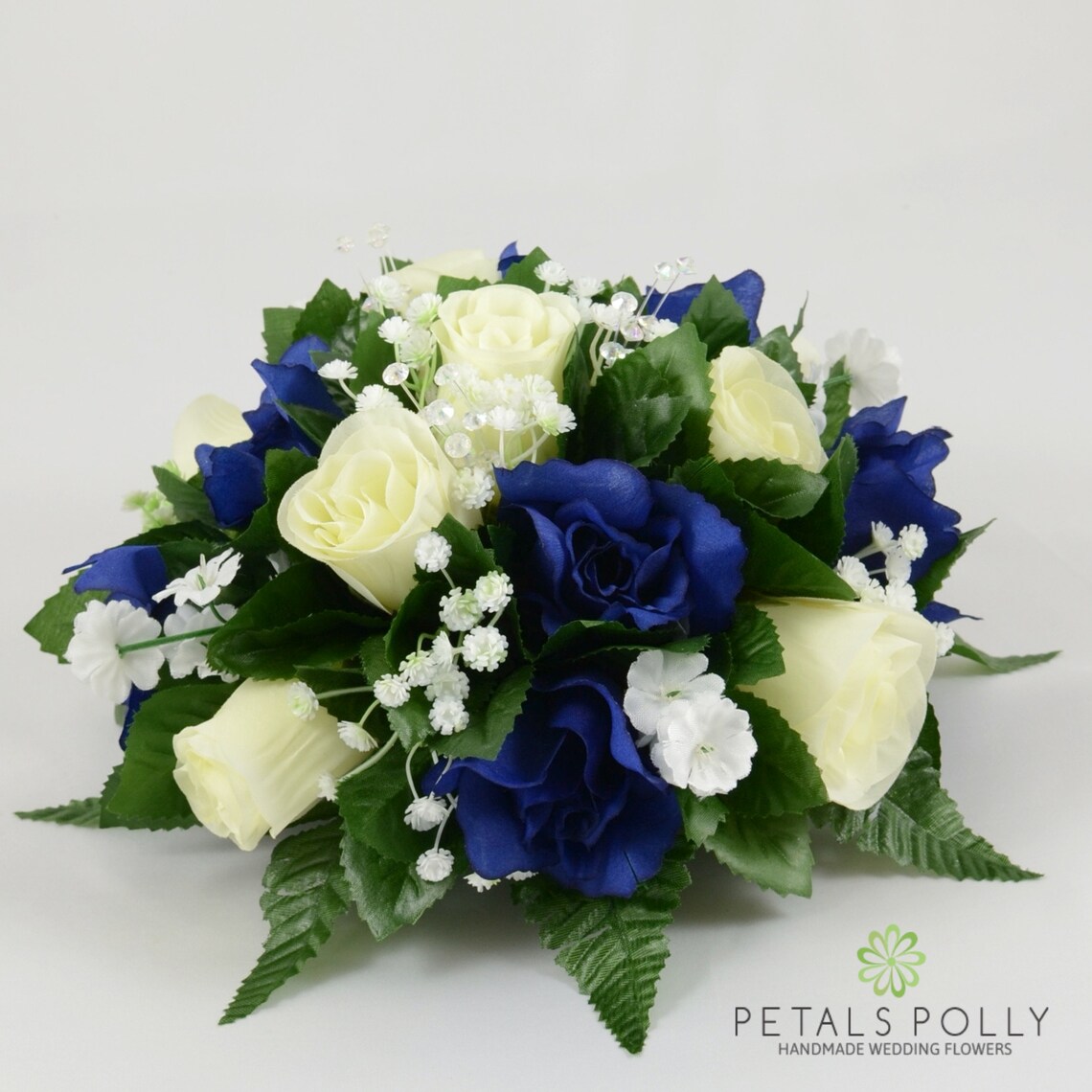 Silk Wedding Flowers Navy Blue & Ivory Rose Table Centre Etsy