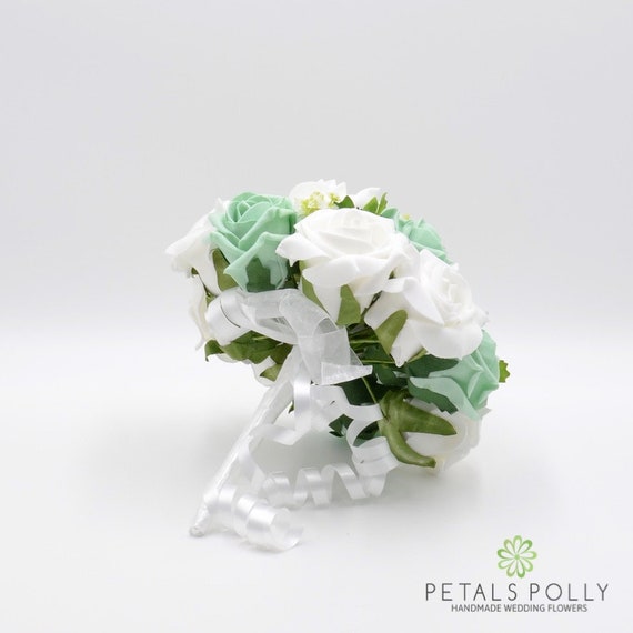 Wedding Flowers,Brides,Bridesmaids Bouquets Butterfly, Mint Green &  White/Ivory