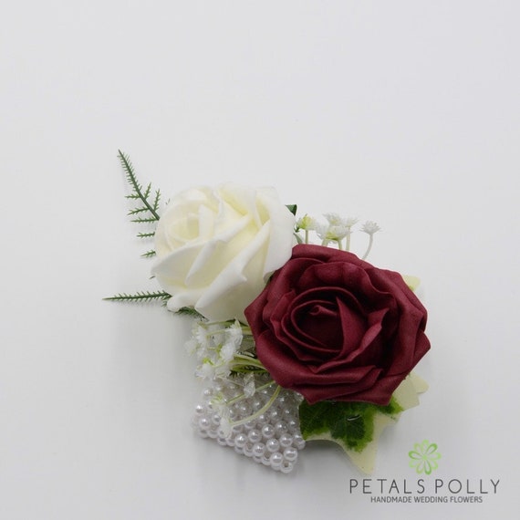 Flores de boda artificiales Borgoña y marfil espuma rosa - Etsy España