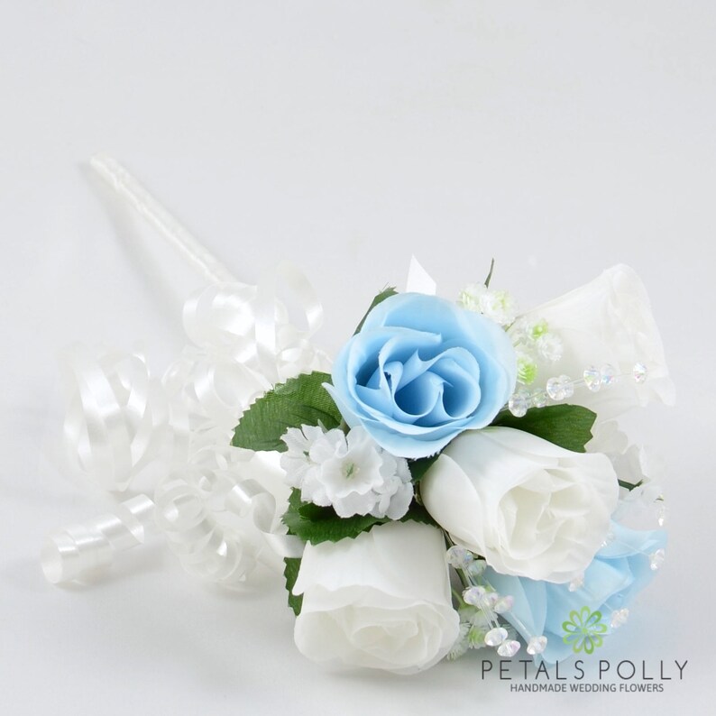 Artificial Wedding Flowers Baby Blue & White Rose Flower Girl Etsy