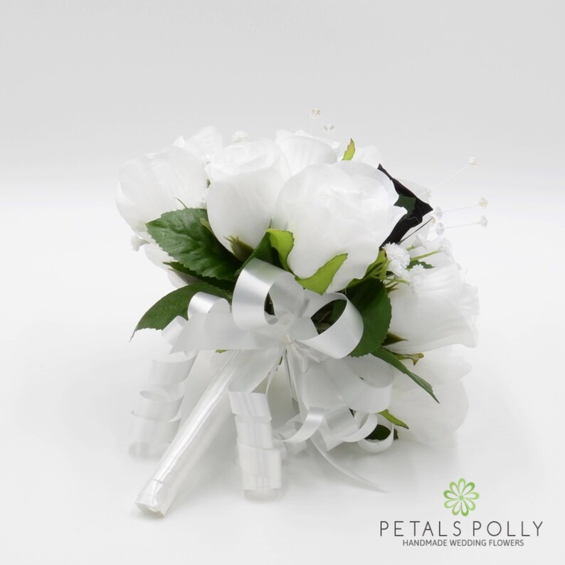 Artificial Wedding Flowers Black & White Bridesmaids Bouquet Etsy