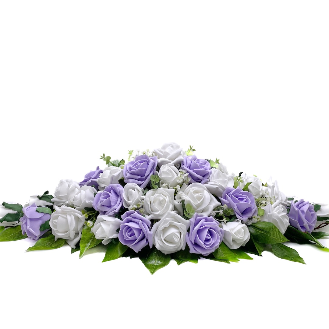 Silk Wedding Flowers, Lilac & White Rose Top Table Decoration - Etsy