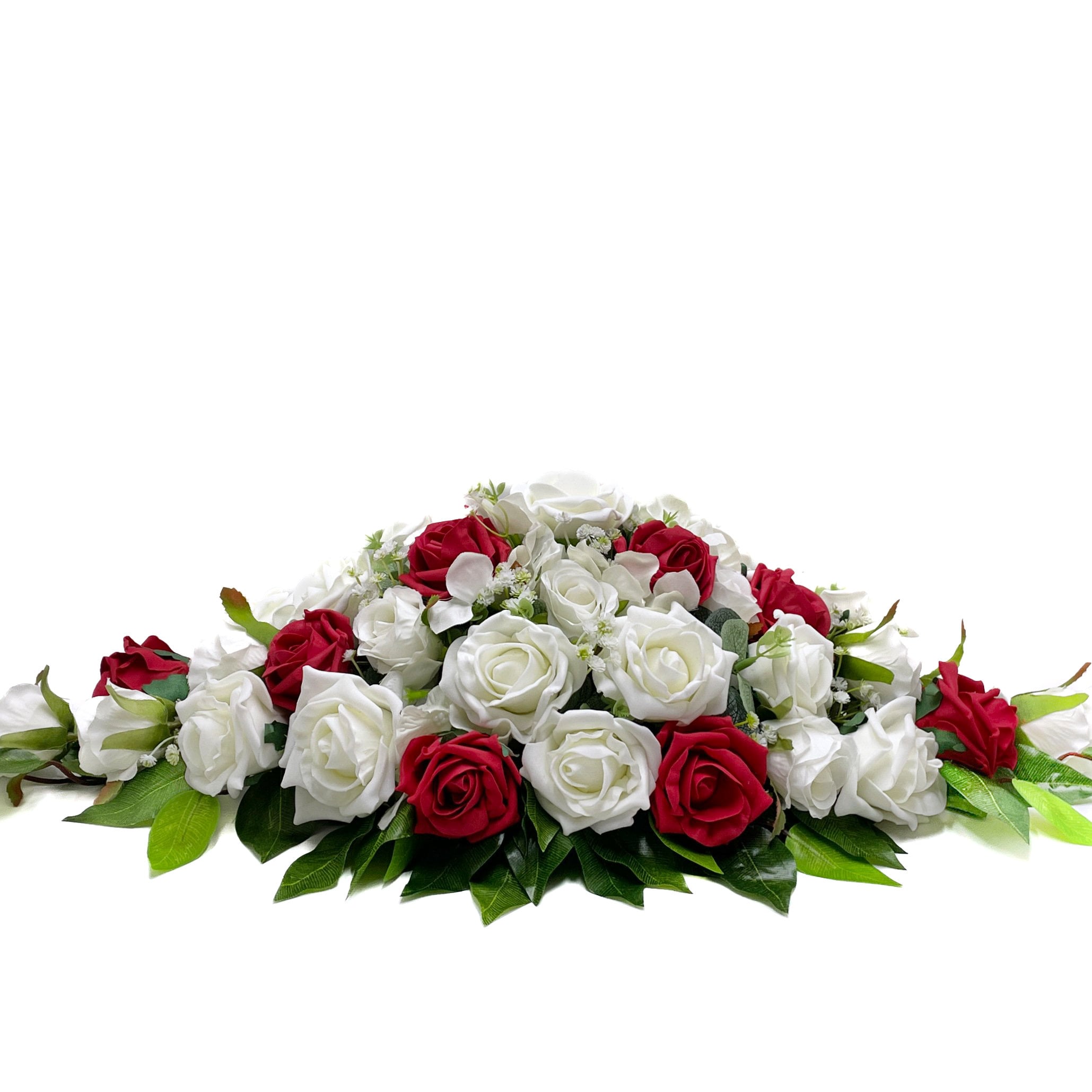 Flores de seda para boda, decoración de mesa principal con rosas rojas y  marfil, image size:2059x2059