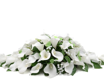 Silk Wedding Flowers, White Calla Lily Top Table Decoration