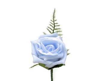 Artificial Wedding Flowers, Baby Blue Foam Rose Buttonhole