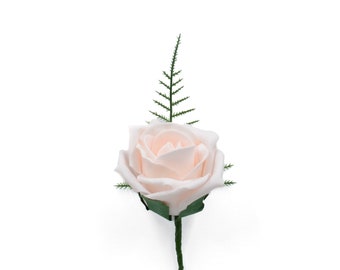 Artificial Wedding Flowers, Blush Pink Foam Rose Buttonhole