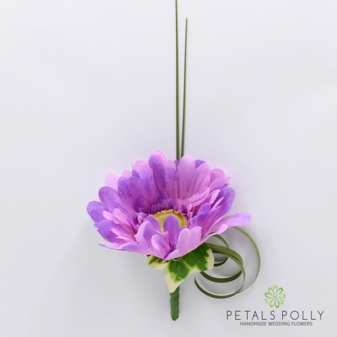 Artificial Wedding Flowers Lilac Gerbera Gents Buttonhole / Etsy