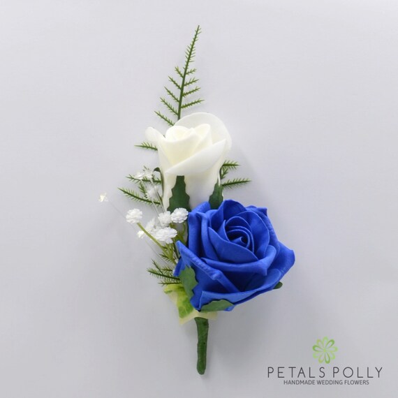 Fleurs de mariage artificielles Bleu Royal et Boutonnière de - Etsy France