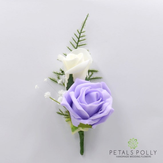 **REDUCED** Beautifully Handmade White/Lilac Wedding Buttonholes Gents/Ladies 