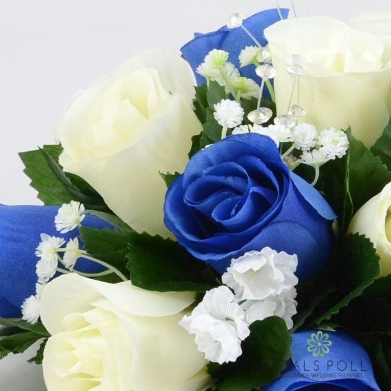 Silk Wedding Flowers Royal Blue & Ivory Rose Top Table - Etsy
