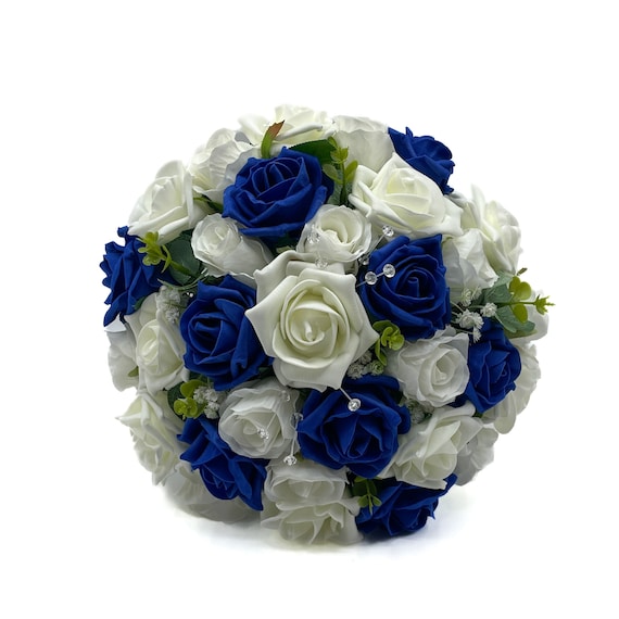 Fleur à Coudre Ou Coller – Ivoire & Bleu Royal – Décoration Robe Mariée, Cérémonie – Neuf Avec étiquettes