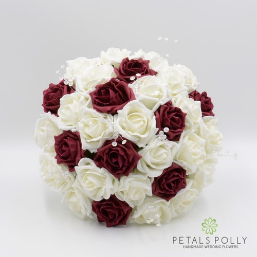 Crystal Flower Bouquet White or Ivory Bridal Bride Wedding Bouquet 
