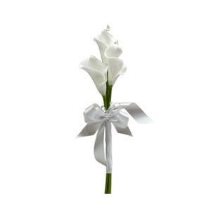 Artificial Wedding Flowers, White Calla Lily Flower Girl Bridesmaids Wand image 1
