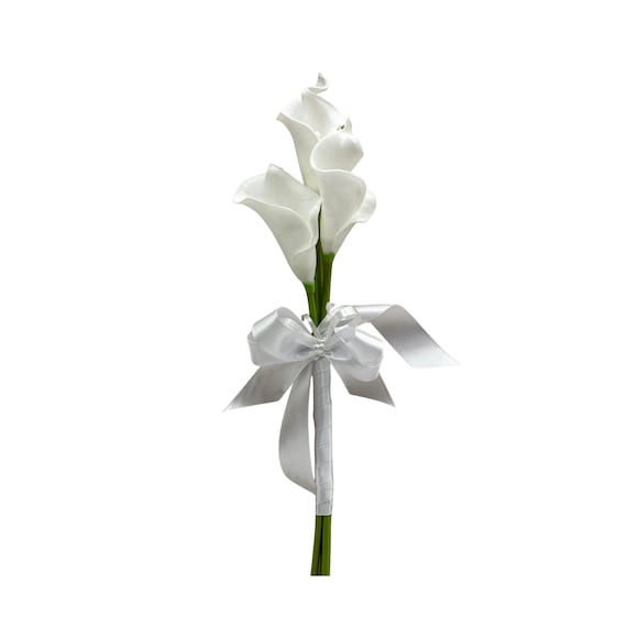 Artificial Wedding Flowers, White Calla Lily Flower Girl Bridesmaids Wand