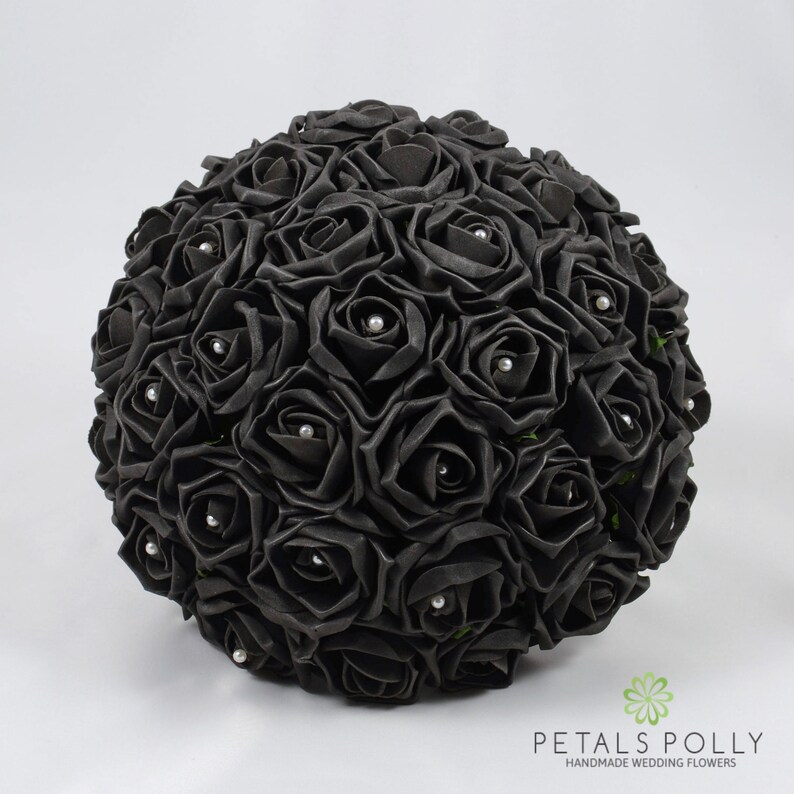 Artificial Wedding Flowers Black Rose Brides Bouquet Posy Etsy
