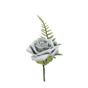 Artificial Wedding Flowers, Grey Foam Rose Buttonhole